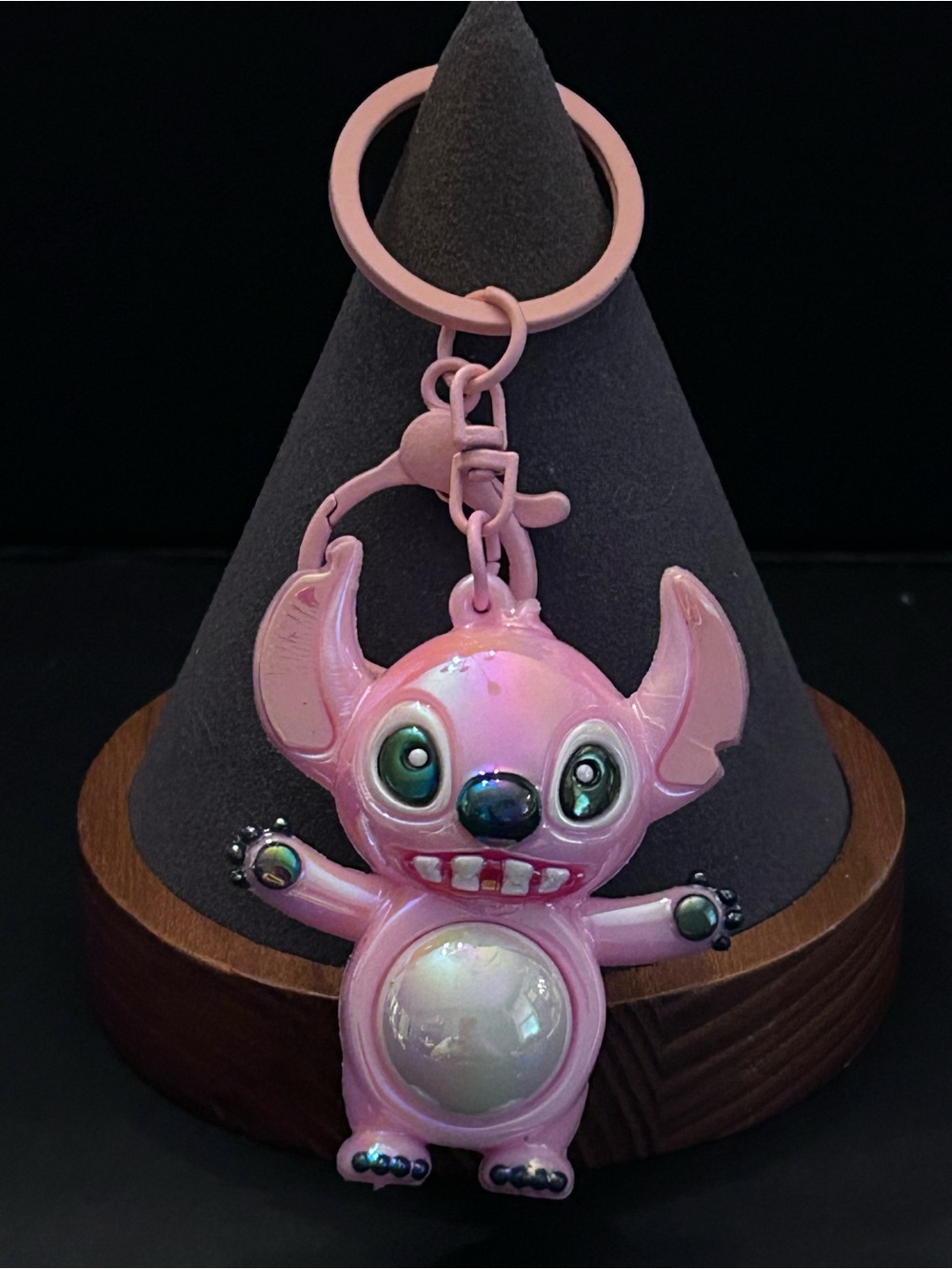 Disney Pink Lilo & Stitch Character Backpack Charm Keychain w/Blinking Light NEW